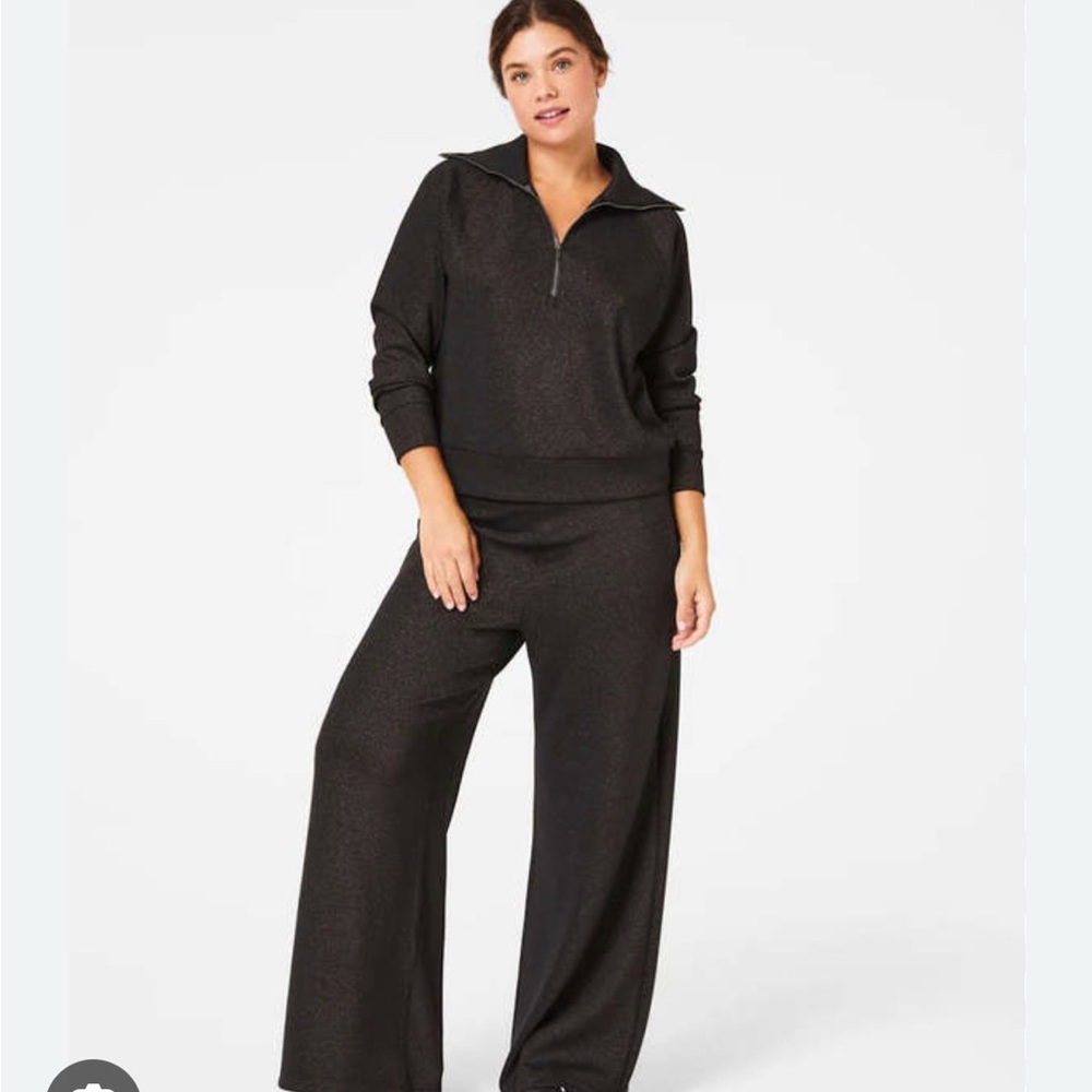 spanx air essentials very black gunmetal quarter zip small and new
